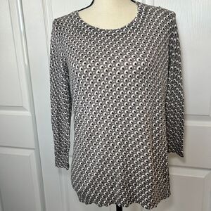 Ann Taylor Loft Seashell Lightweight Sweater 3/4 Sleeve Cotton Medium‎